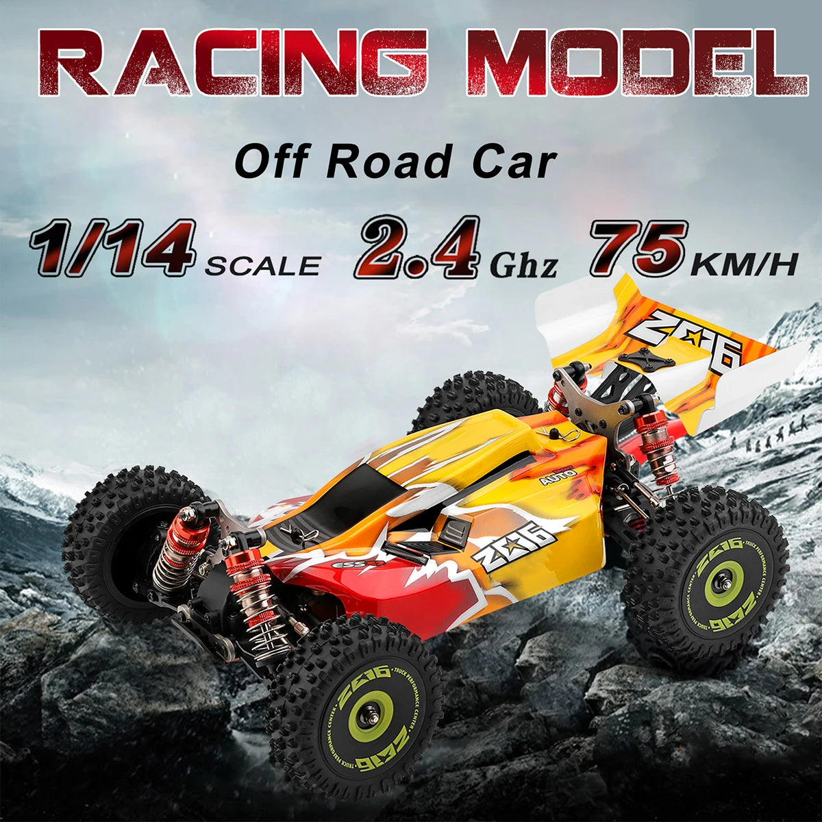 Wltoys XKS 144001 RC Car 75km/h Remote Control Car Off-Road Car High Speed 1/14 2.4GHz Racing Car 4WD RTR with Metal Chassis