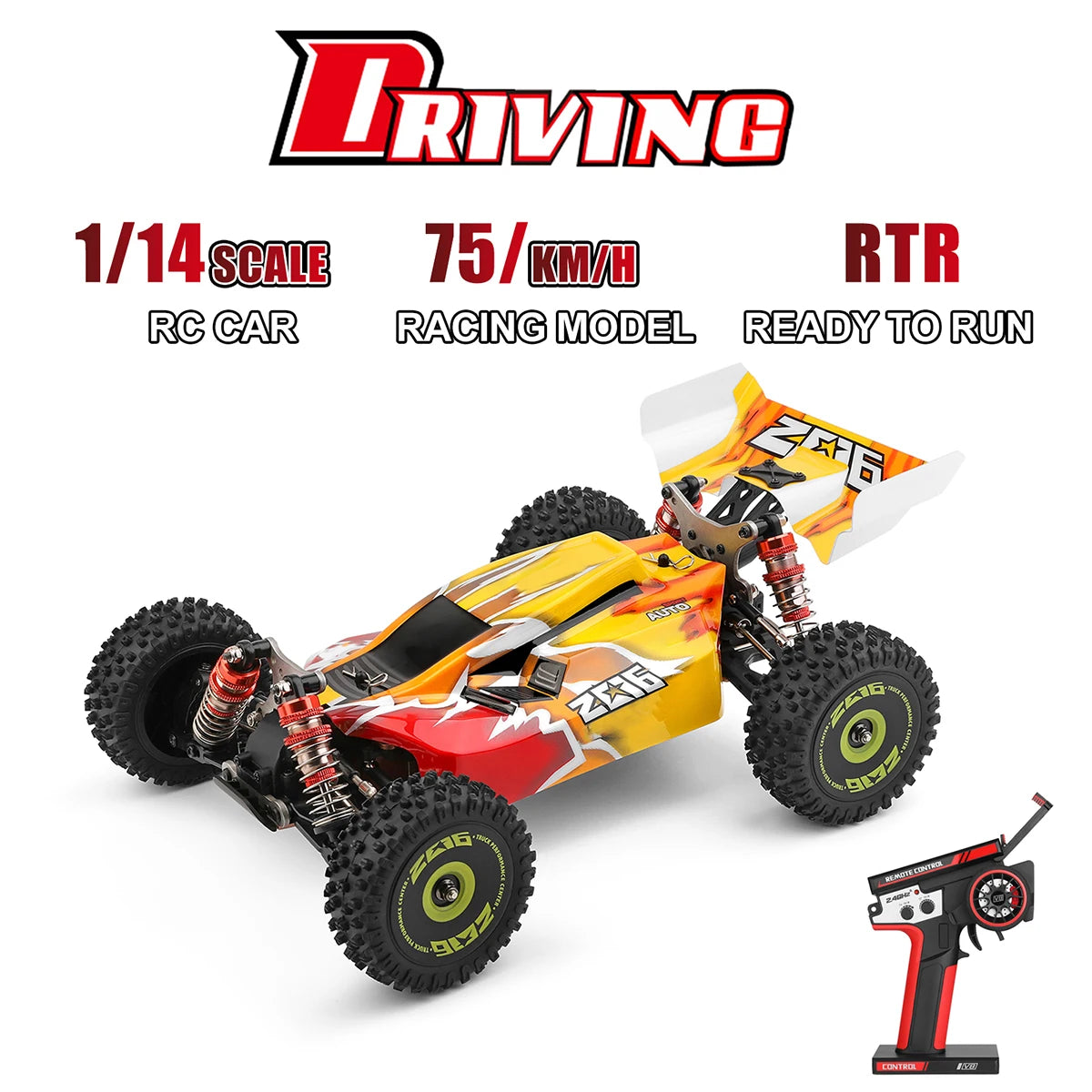 Wltoys XKS 144001 RC Car 75km/h Remote Control Car Off-Road Car High Speed 1/14 2.4GHz Racing Car 4WD RTR with Metal Chassis