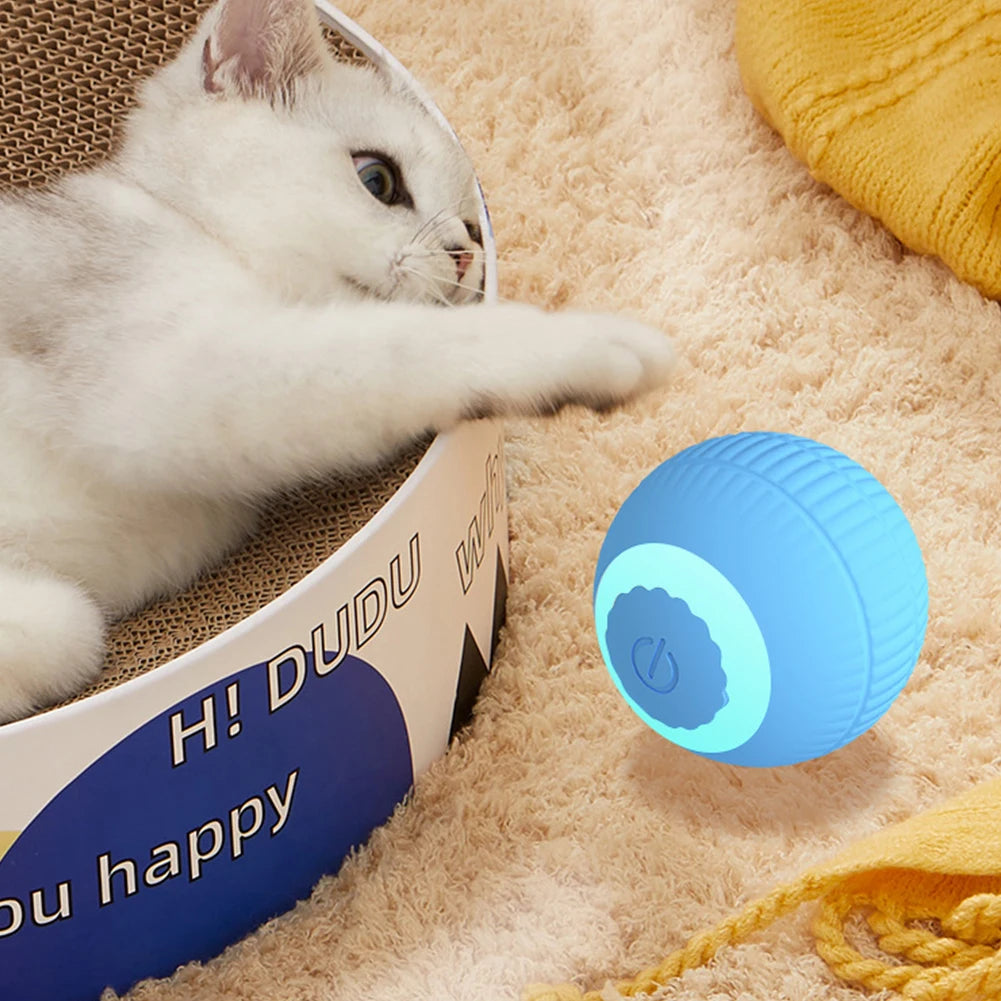 2024 Electric Cat Ball Toys USB Rechargeable Smart Interactive Cat Toy ABS Intelligent Rolling Toy Ball for Kitten Dog Playing