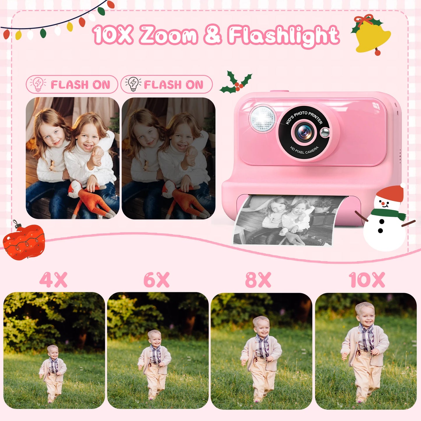 Gofunly 2.4" Kids Instant Camera, Kids Camera with 32G Card, 1080P Instant Camera for Kids with Printing Paper Toy Gifts