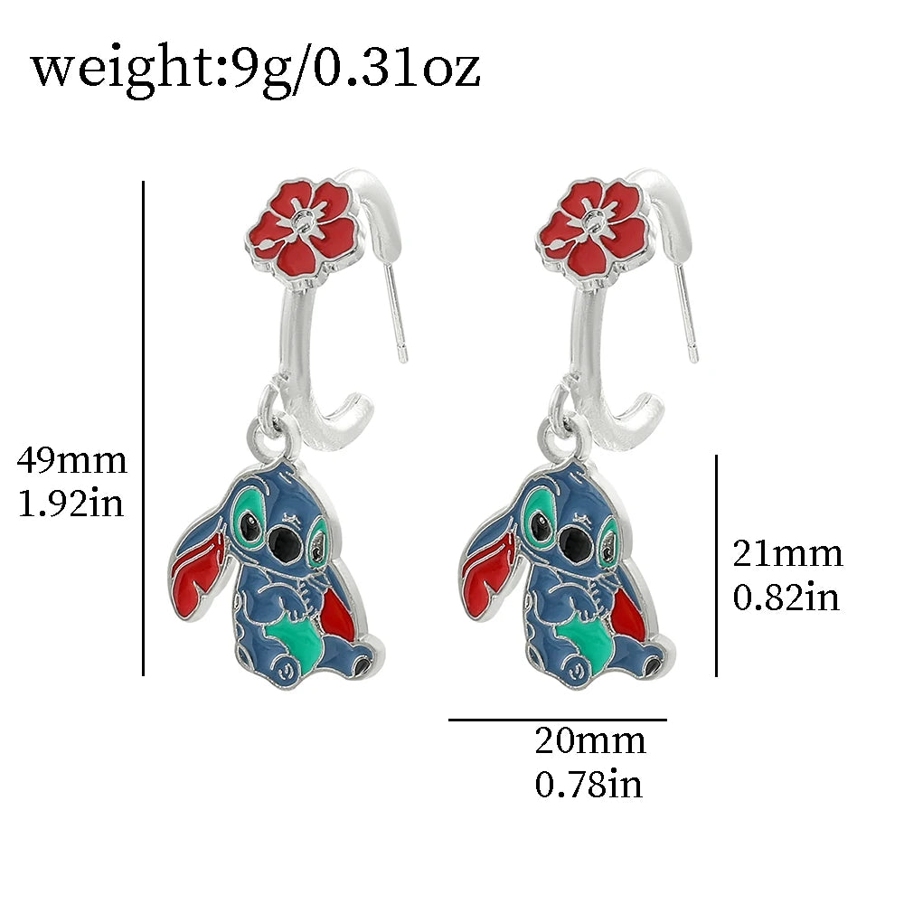 Silver Plating Stitch Earrings Lilo & Stitch Ear Pendant for Girl Party Gifts Accessories