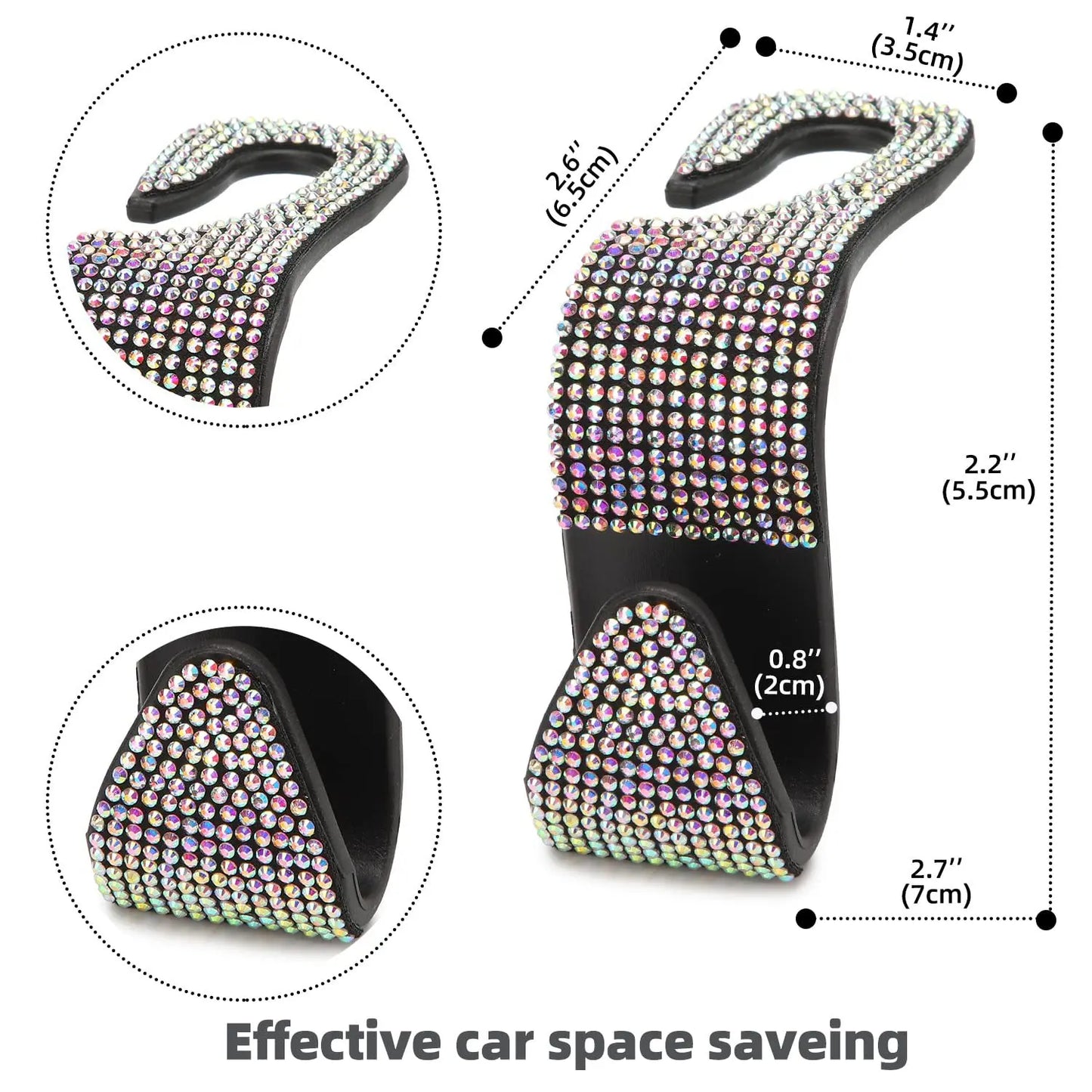 Dazzling Diamond Car Seat Backrest Hook Car Backrest Universal Head Restraint Storage Rack Automotive Interior Accessories