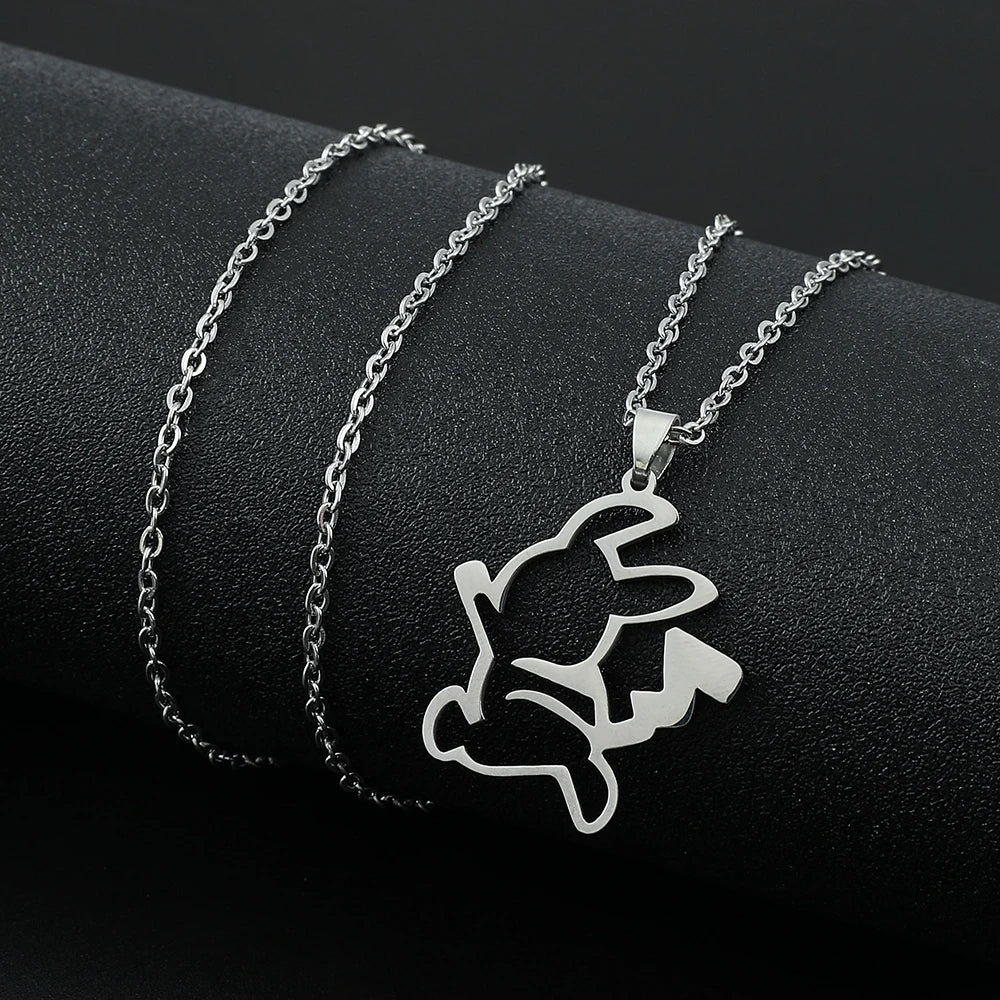 Pikachu Stainless Steel Pendant Necklace Cute Simple Style Fashion Neck Chain