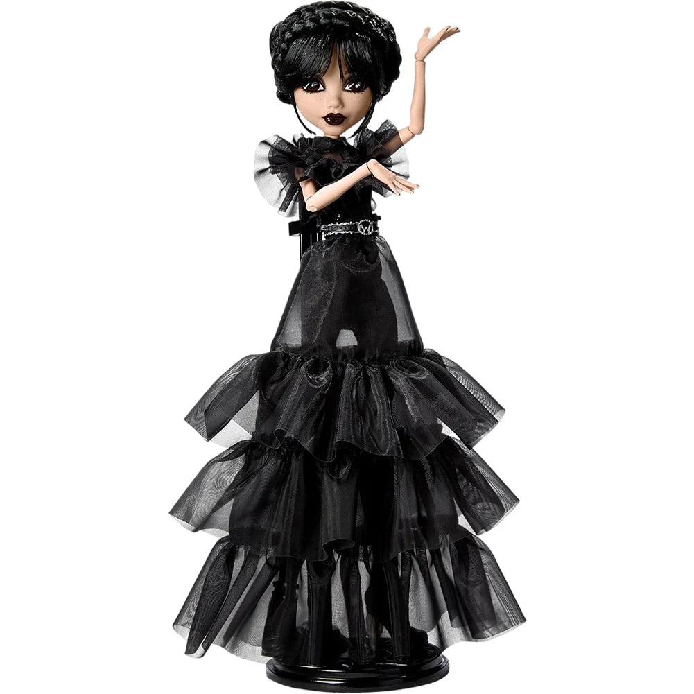 Wednesday Collectible in Black Gothic Gown Premium Accessories and Doll Stand Inspired by Dance Scene