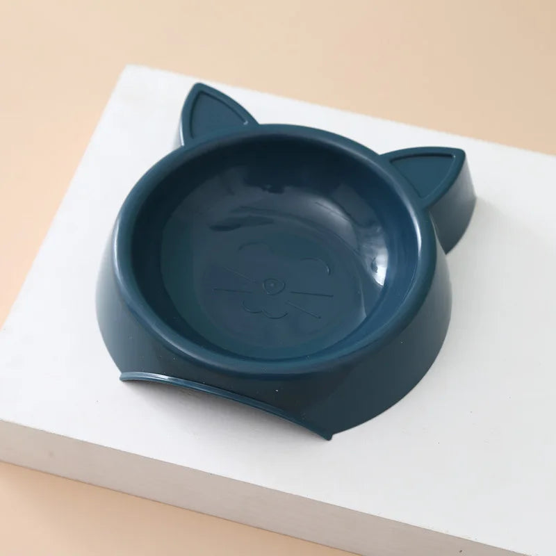 Pets Food Bowl Cat Face Shape Large Capacity Feeding Dish Solid Color Cat Food Bowl Pet Water Drinking Feeder for Small Dog Bowl