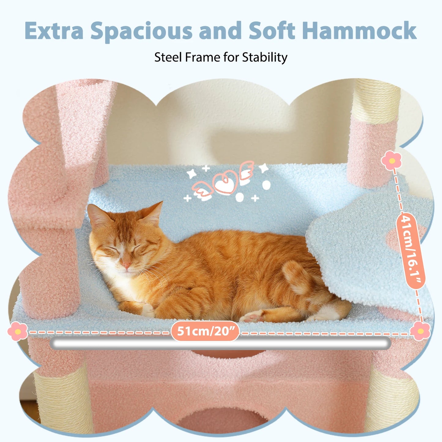 H184CM Large Cat Tower with Sisal Scratching Posts Spacious Condo Perch Stable for Kitten Multi-Level Tower Indoor Cozy Hummocks