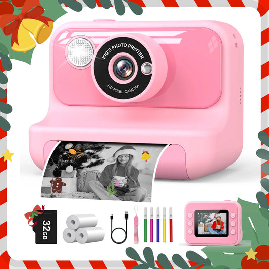 Gofunly 2.4" Kids Instant Camera, Kids Camera with 32G Card, 1080P Instant Camera for Kids with Printing Paper Toy Gifts