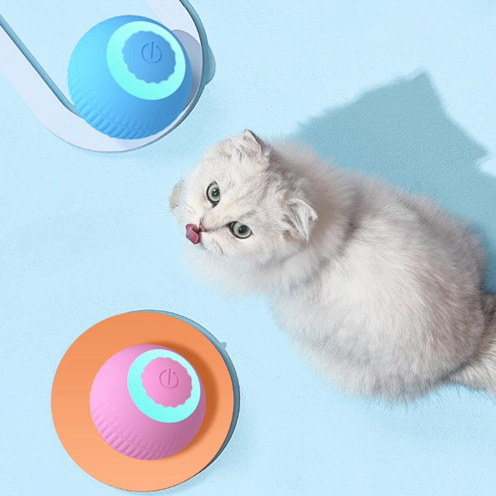 2024 Electric Cat Ball Toys USB Rechargeable Smart Interactive Cat Toy ABS Intelligent Rolling Toy Ball for Kitten Dog Playing