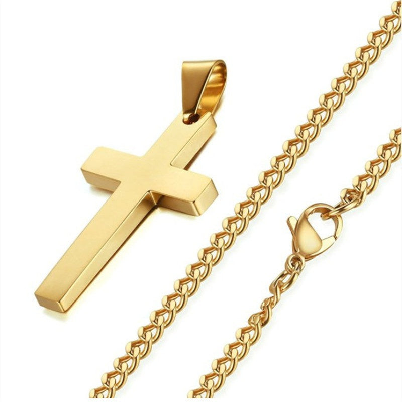 Stainless Steel Cross Necklace for Men Vintage Cross Pendant Necklace Prayer Cross Necklace Jewelry Wedding Gift Faith Gifts