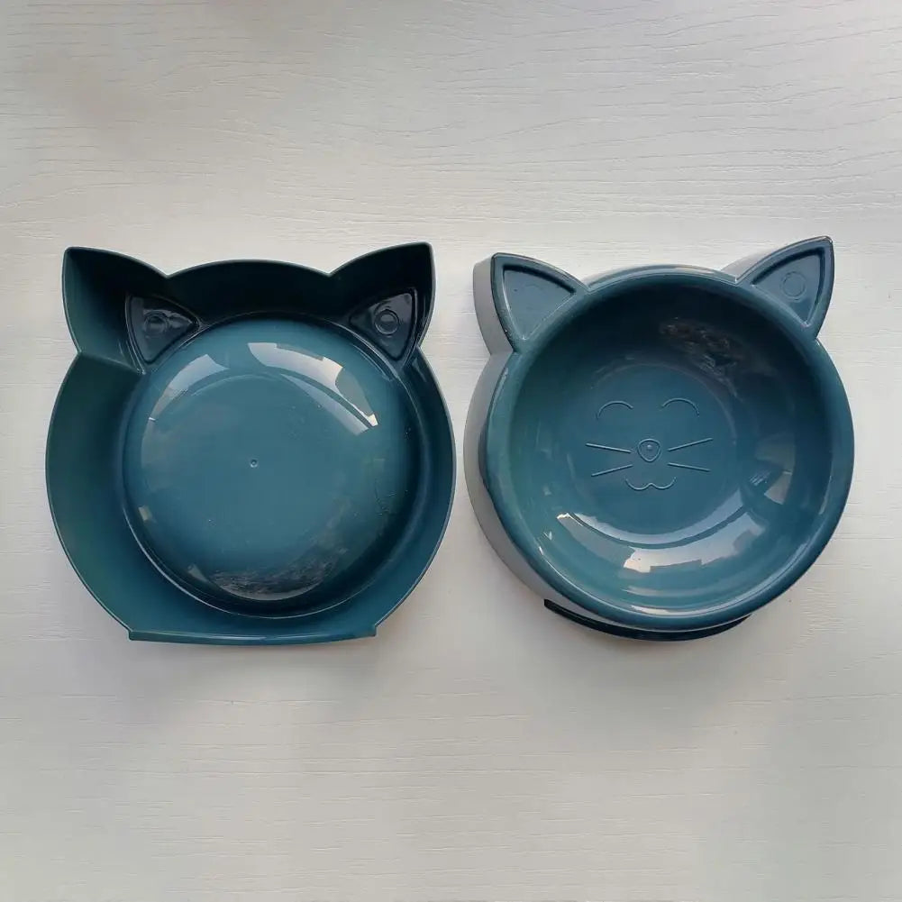 Pets Food Bowl Cat Face Shape Large Capacity Feeding Dish Solid Color Cat Food Bowl Pet Water Drinking Feeder for Small Dog Bowl