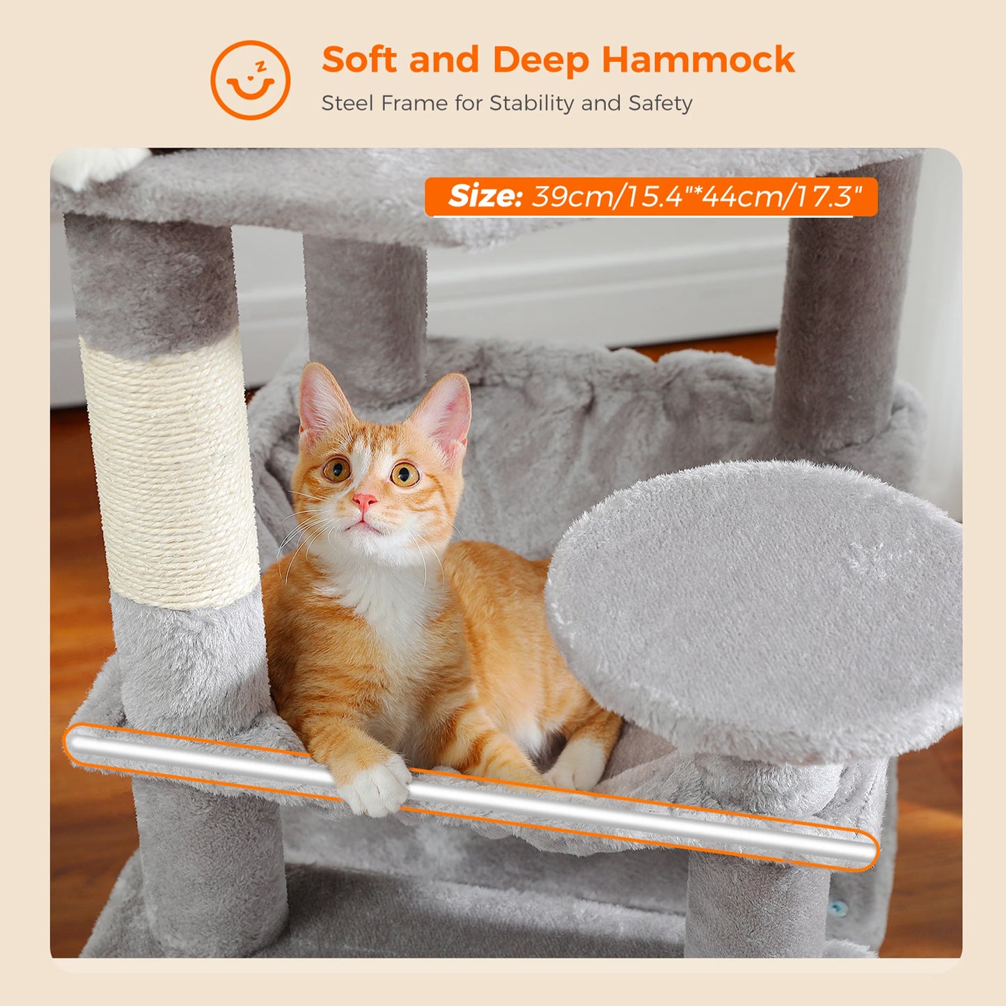 H184CM Large Cat Tower with Sisal Scratching Posts Spacious Condo Perch Stable for Kitten Multi-Level Tower Indoor Cozy Hummocks