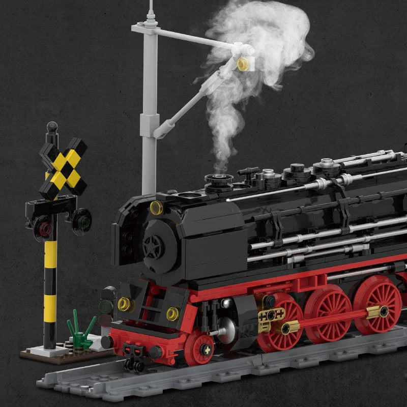 Creative City Technology Steam Train Transportation Model MOC 80019 Power Train Railway Building Blocks Toys Kids Birthday Gifts