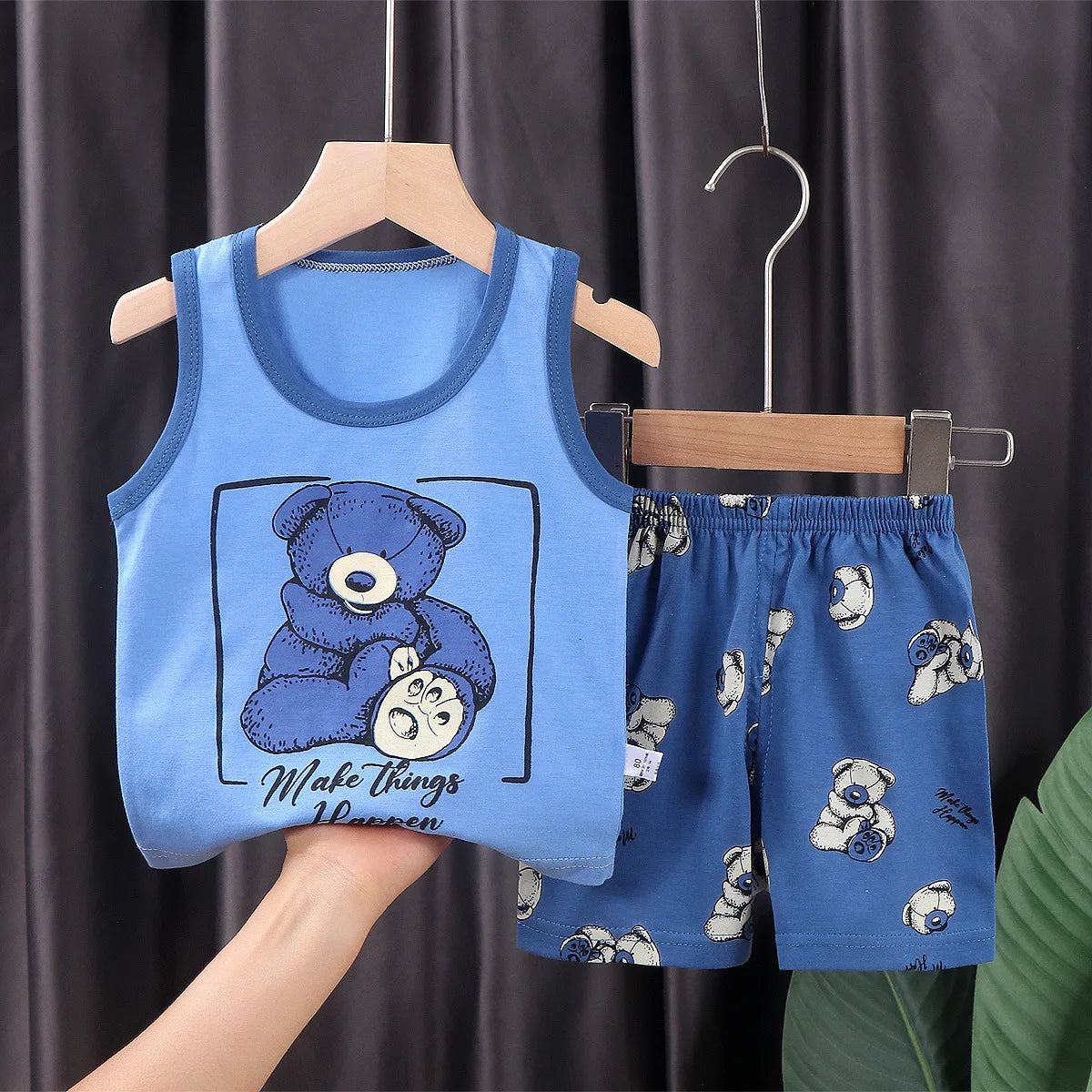 2PCS Children Sets Kids Clothes Vest Suit  Summer Children Clothing baby Cotton T-Shirts Shorts Tank Top  Boys Girls Sleeveless