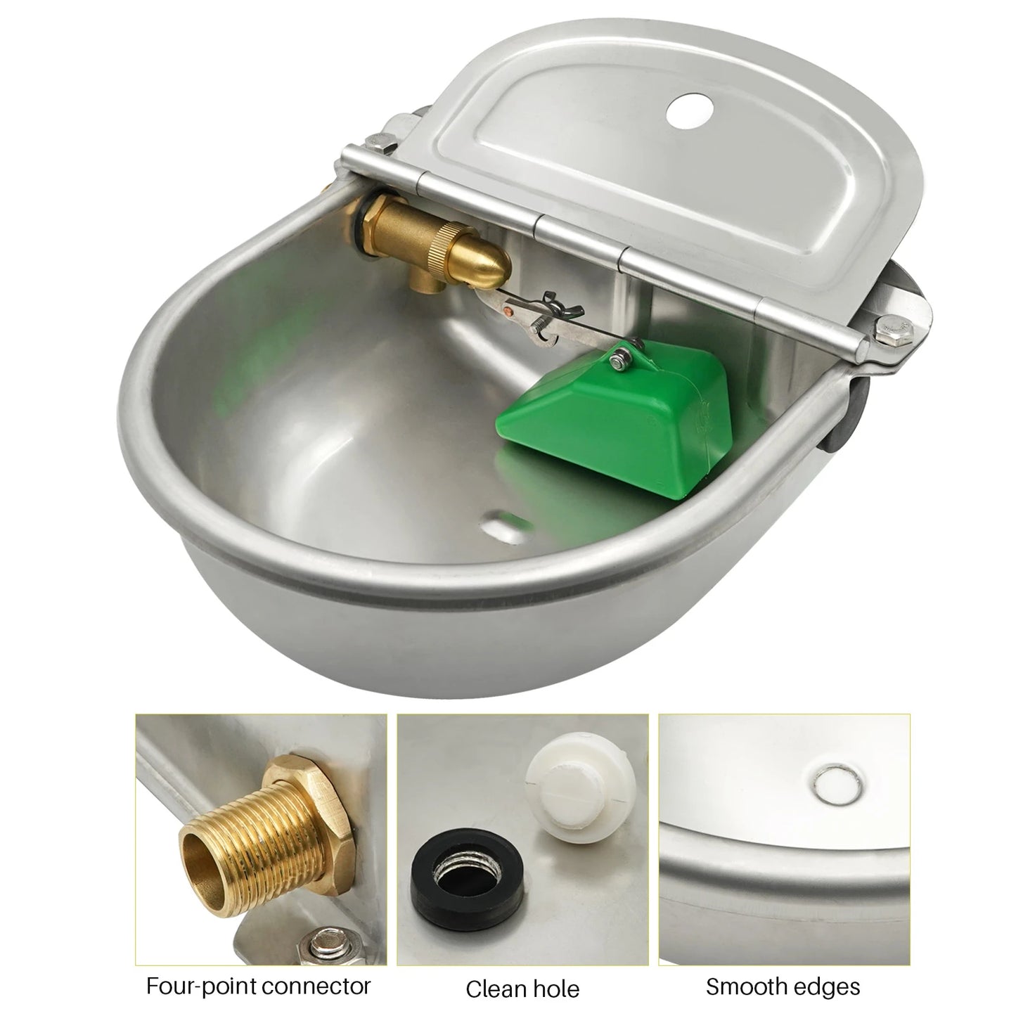 Stainless Steel Cow Horse Dog Water Drinker Bowl With Copper Valve Or Only Copper Valve Accessory Automatic Float Farming Trough