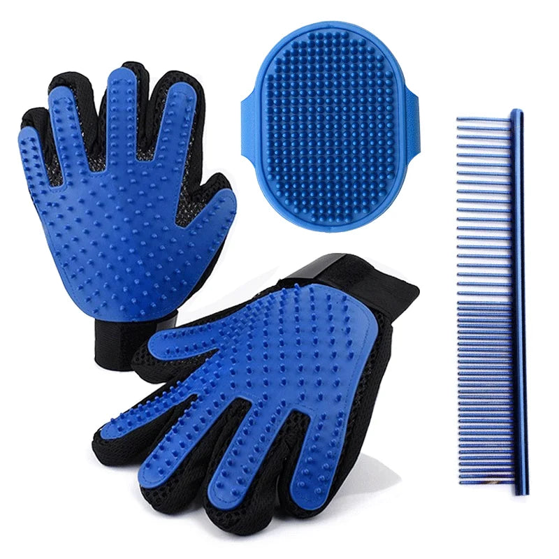 Pet Hair Grooming Set, Dog Hair Removal Glove Brush, Silicone Massage Brush And Pet Hair Comb