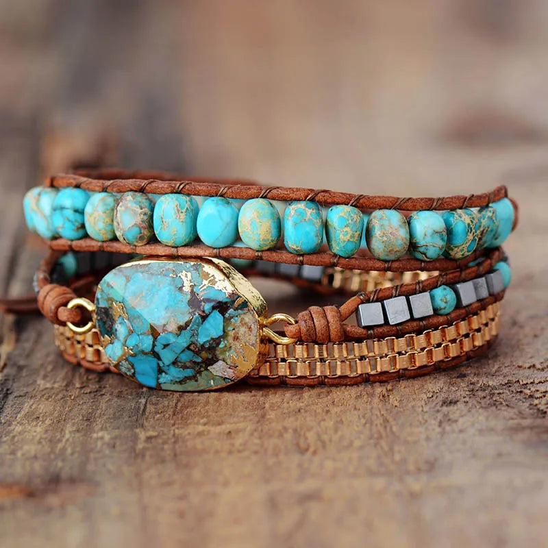 High End Leather Wrap Bracelets W/ Stones Vintage Weaving Statement Art Chain Bracelet Jewellery Gifts