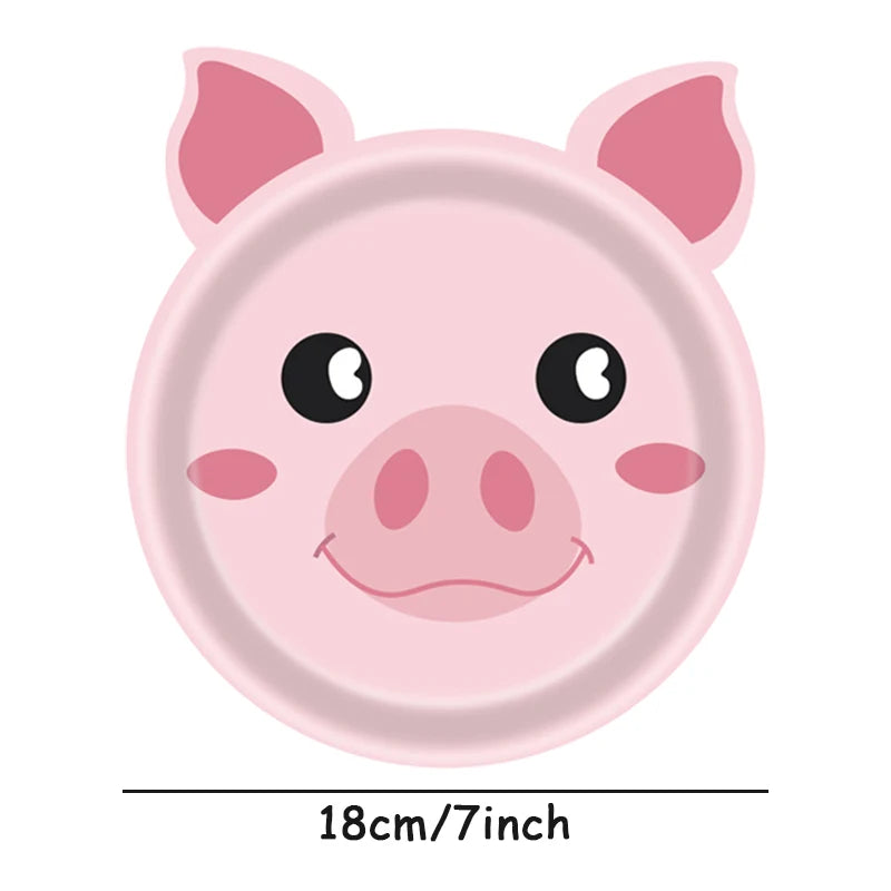 10Pcs 7inch Farm Animal Party Utensils Dining Plate Cow Sheep Pig Chicken Animal Farm Party Supplies