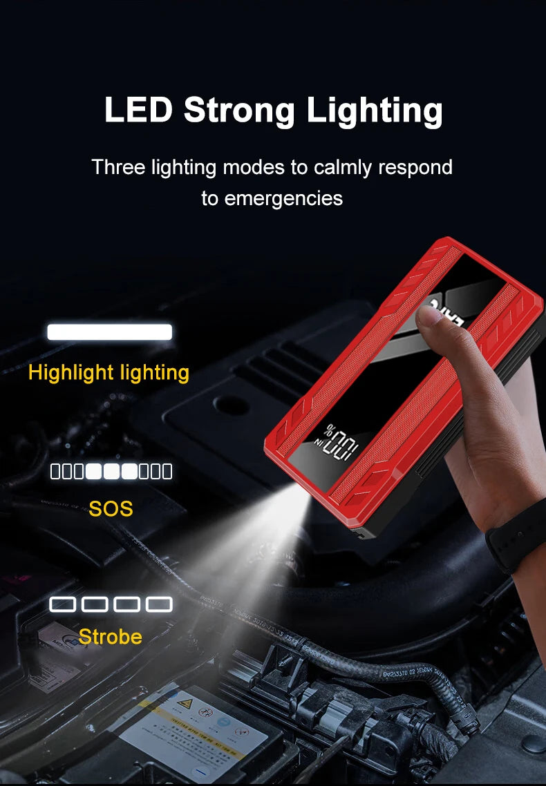 EAFC 1000A Car Jump Starter Power Portable PowerBank 12VAuto Emergency Start Battery Starting Device Booster with LED Light