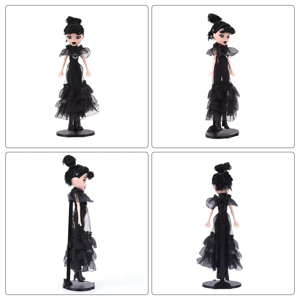 Wednesday Collectible in Black Gothic Gown Premium Accessories and Doll Stand Inspired by Dance Scene