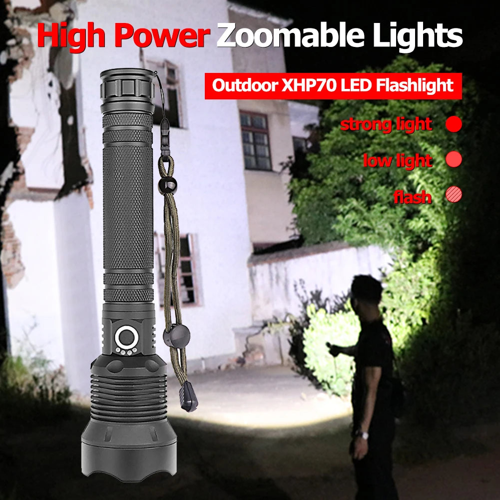 2000LM USB Powerful Flashlight Torch Super Bright Rechargeable Zoom LED Flashlight Camp Lamp Tactical Torch with/without Battery