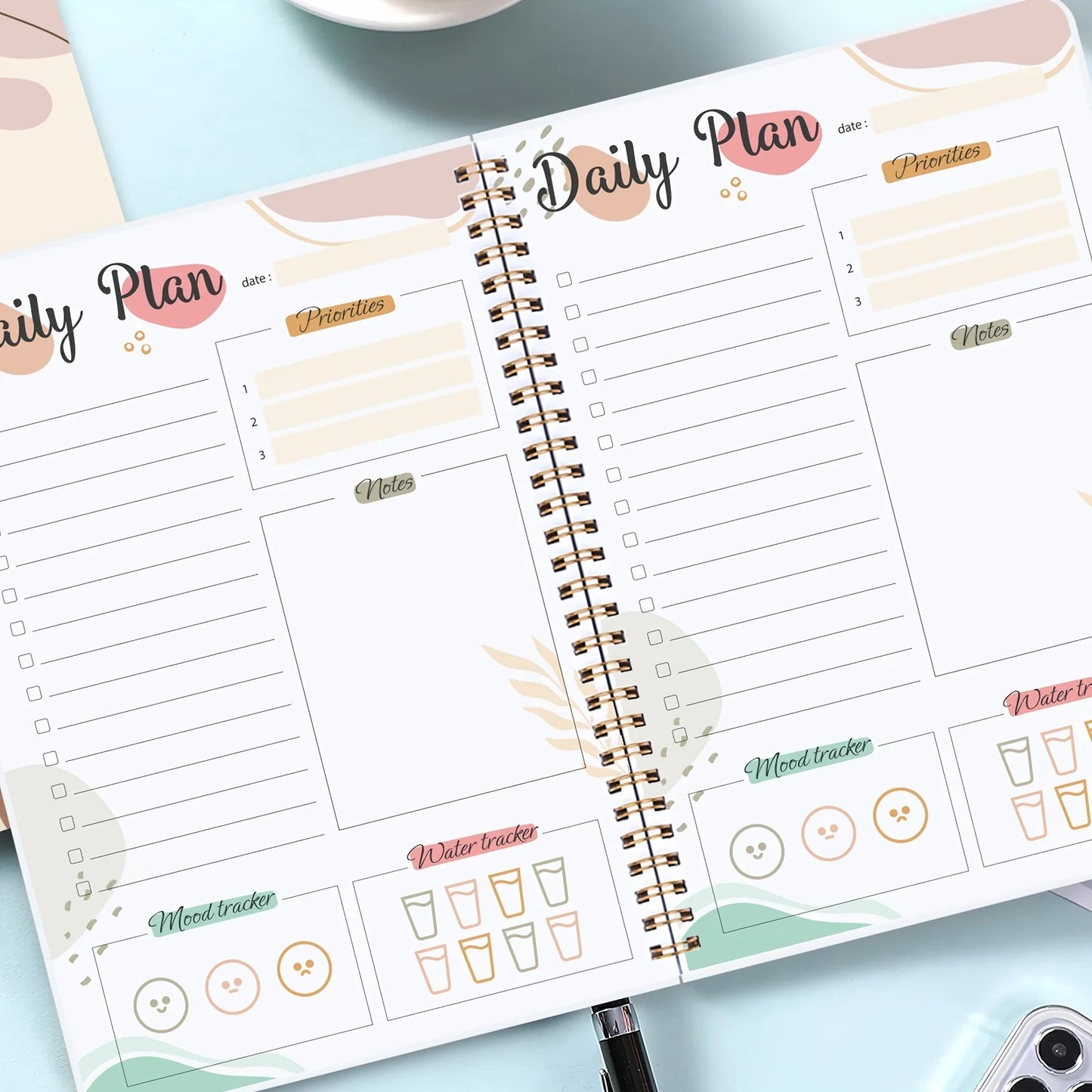 Daily Planner Notebook - Undated To Do List Task with Priorities,Mood Tracker,Notes,Suitable for Office, Home and School