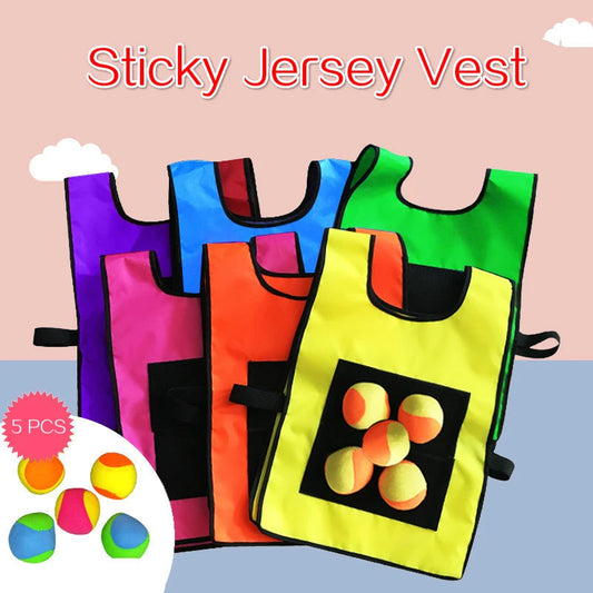 Outdoor Sport Game Props Vest Sticky Jersey Vest Game Vest Waistcoat With Sticky Ball Throwing Toys For Children Kids Sports Toy