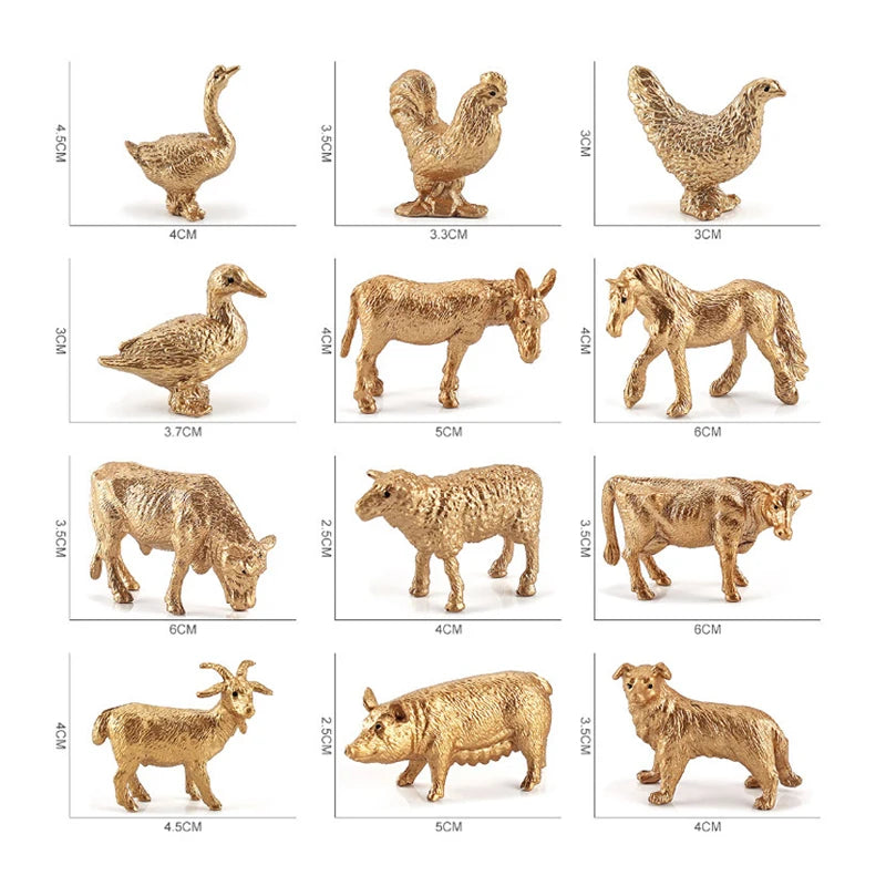 12pcs Simulation Farm Poultry Wild Animals Action Figures Model Rooster Pig Cow Sheep Horse Goose Collie Mini Toy for Children