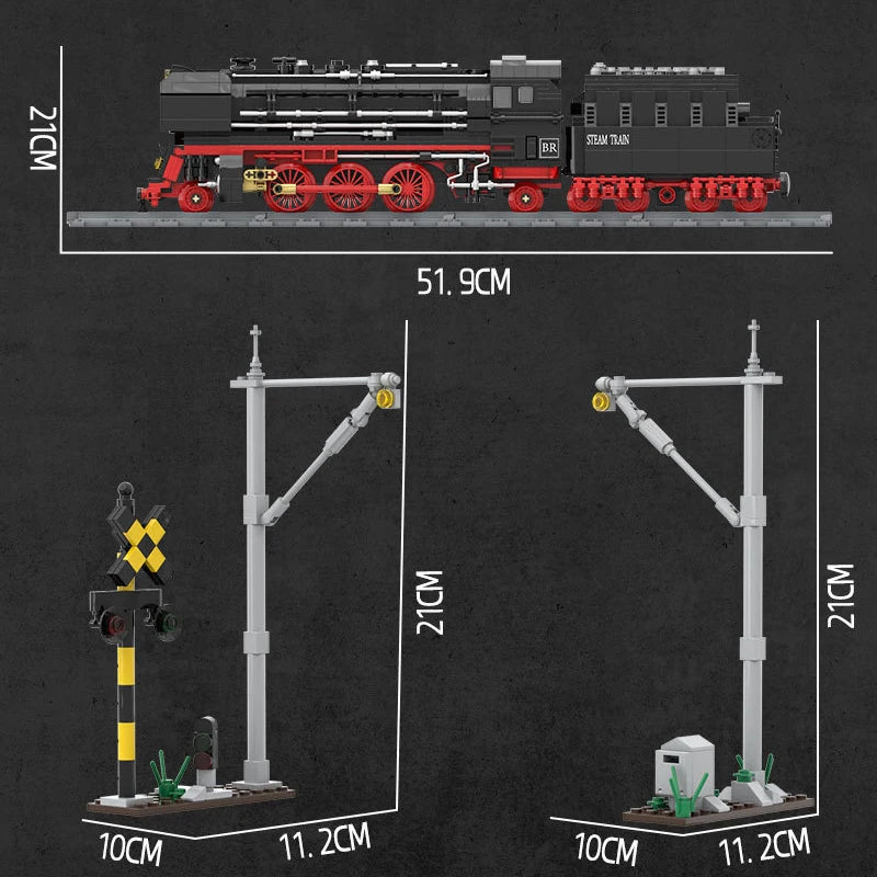 Creative City Technology Steam Train Transportation Model MOC 80019 Power Train Railway Building Blocks Toys Kids Birthday Gifts