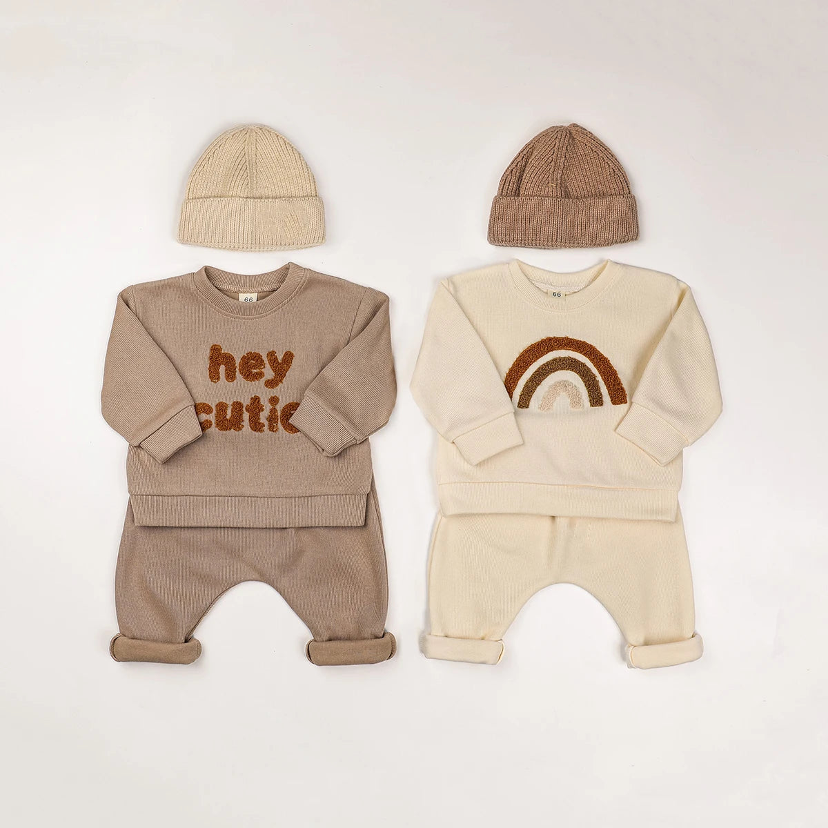 2024 Spring Baby Boys Clothes Cute Organic Cotton Sets Girls Long Sleeve Casual Sweatshirt+Pants 2pcs Kids Clothes Sports Suit