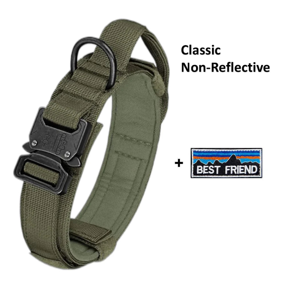 Strong Dog Collar Adjustable Thick Tactical Military Training Collars and Dog Leash with handle for Medium /big/ k9 /Large Dogs