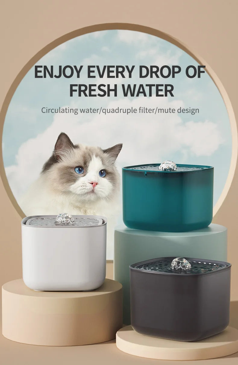 3L Large Capacity Canine Cat Dog Pet Circulating Filter Pet Fountain Feeder Automatic Water Dispenser with USB Port for Pets