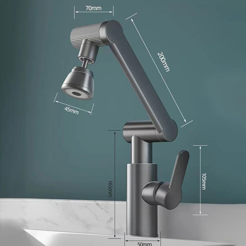 1080° Swivel Kitchen Sink Faucet Bathroom Sink Faucet Basin Faucet Multifunction Cold and Hot Water Tap Brass