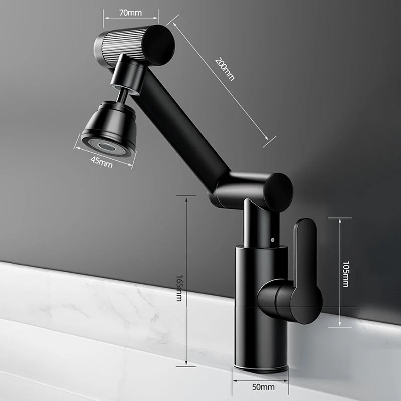 1080° Swivel Kitchen Sink Faucet Bathroom Sink Faucet Basin Faucet Multifunction Cold and Hot Water Tap Brass