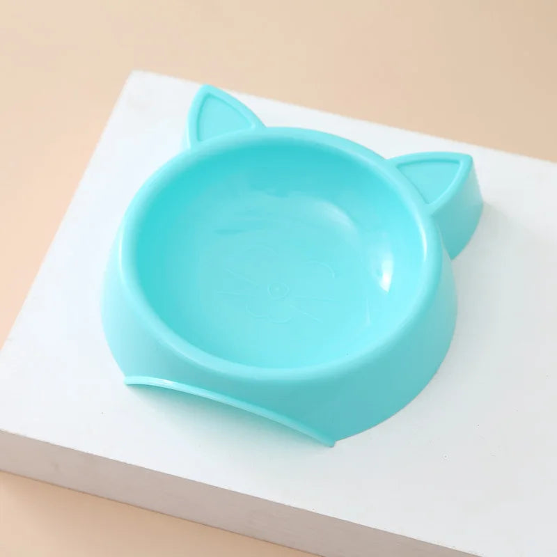 Pets Food Bowl Cat Face Shape Large Capacity Feeding Dish Solid Color Cat Food Bowl Pet Water Drinking Feeder for Small Dog Bowl