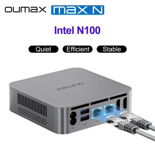 2024 OUMAX Mini PC Intel N100 16GB 500GB N95 8GB 256GB  Quiet Dual 1000M LAN Mini Desktop Computer VS Mini S12 Pro N100 T8 Pro