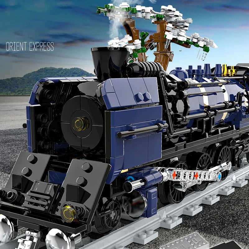 Creative City Technology Steam Train Transportation Model MOC 80019 Power Train Railway Building Blocks Toys Kids Birthday Gifts