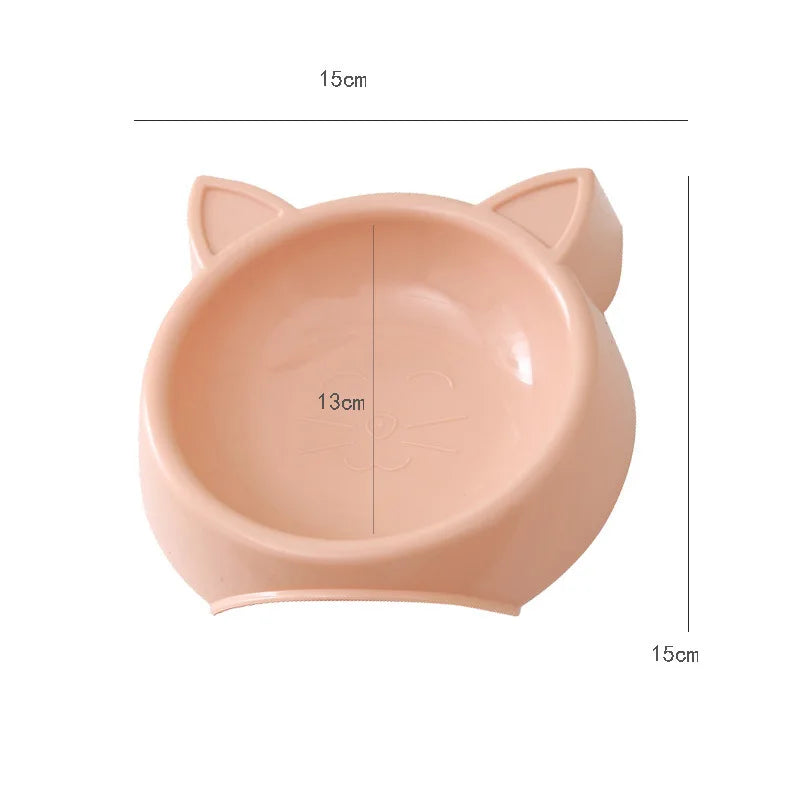 Pets Food Bowl Cat Face Shape Large Capacity Feeding Dish Solid Color Cat Food Bowl Pet Water Drinking Feeder for Small Dog Bowl