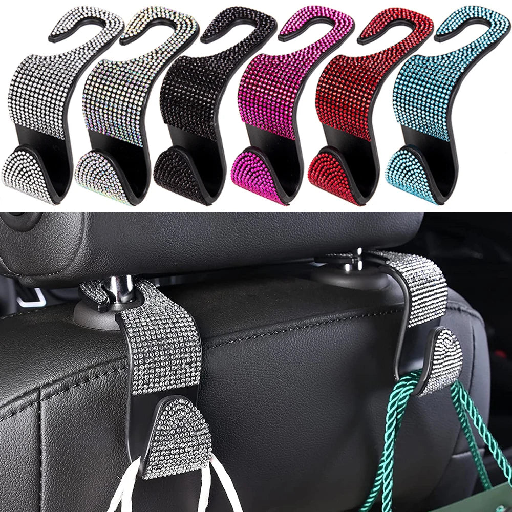 Dazzling Diamond Car Seat Backrest Hook Car Backrest Universal Head Restraint Storage Rack Automotive Interior Accessories