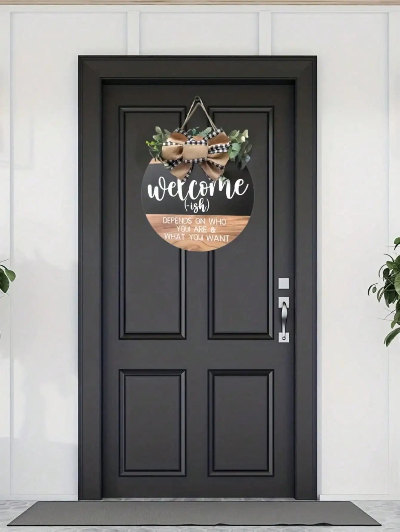 1 Piece Front Door Welcome Sign, Fun Garland, Hanging Wooden Plaque Decoration, Round Country Wooden Farmhouse, Porch Decoration