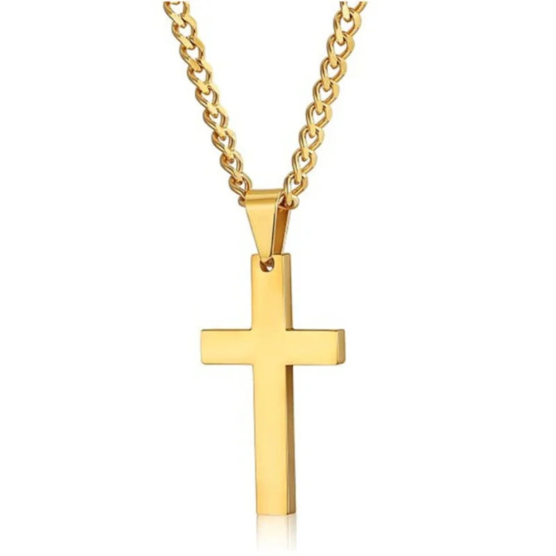 Stainless Steel Cross Necklace for Men Vintage Cross Pendant Necklace Prayer Cross Necklace Jewelry Wedding Gift Faith Gifts