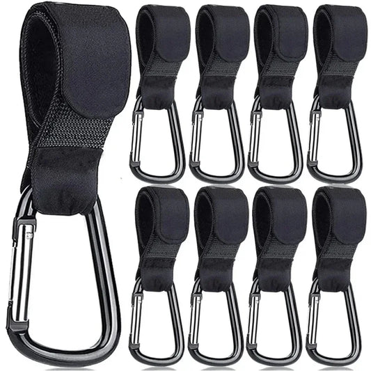 1-10pcs Stroller Hooks Buckles Clip Aluminum Alloy Carabiner Cart Organizer Diaper Bag Shopping Pram Hook Buckle Stroller Hanger