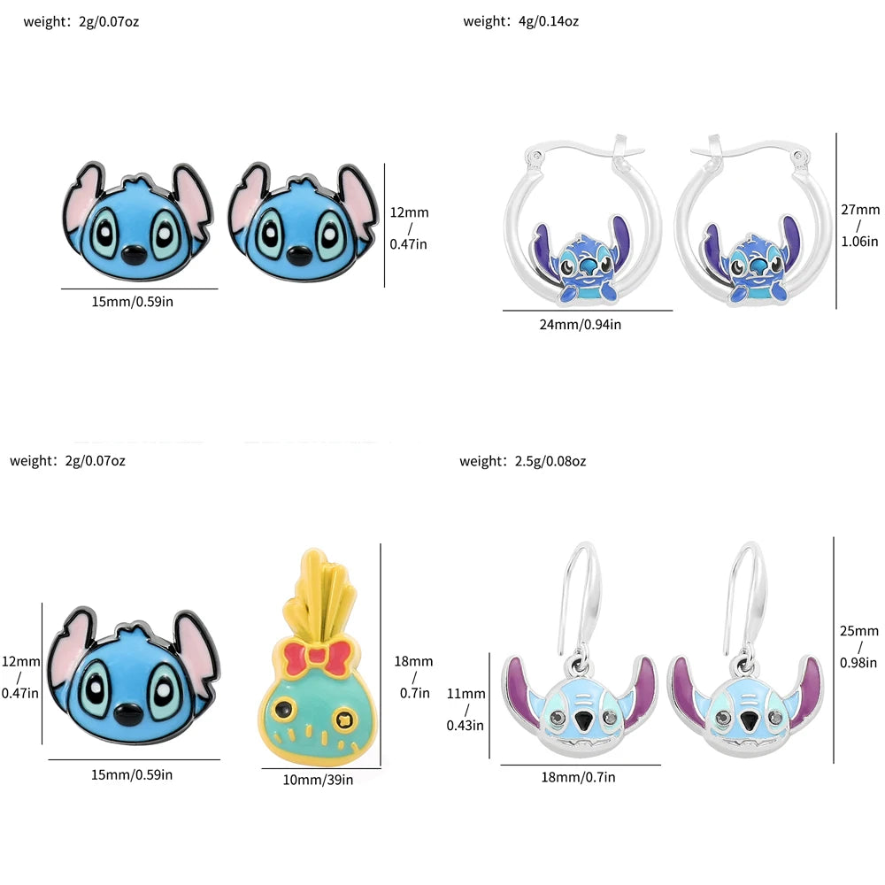 Silver Plating Stitch Earrings Lilo & Stitch Ear Pendant for Girl Party Gifts Accessories