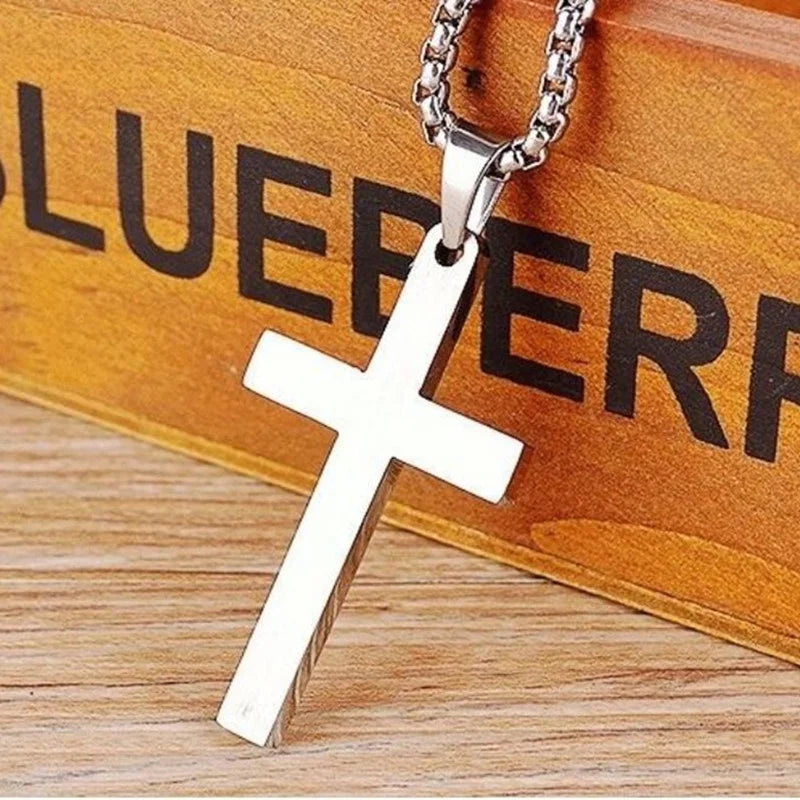 Stainless Steel Cross Necklace for Men Vintage Cross Pendant Necklace Prayer Cross Necklace Jewelry Wedding Gift Faith Gifts