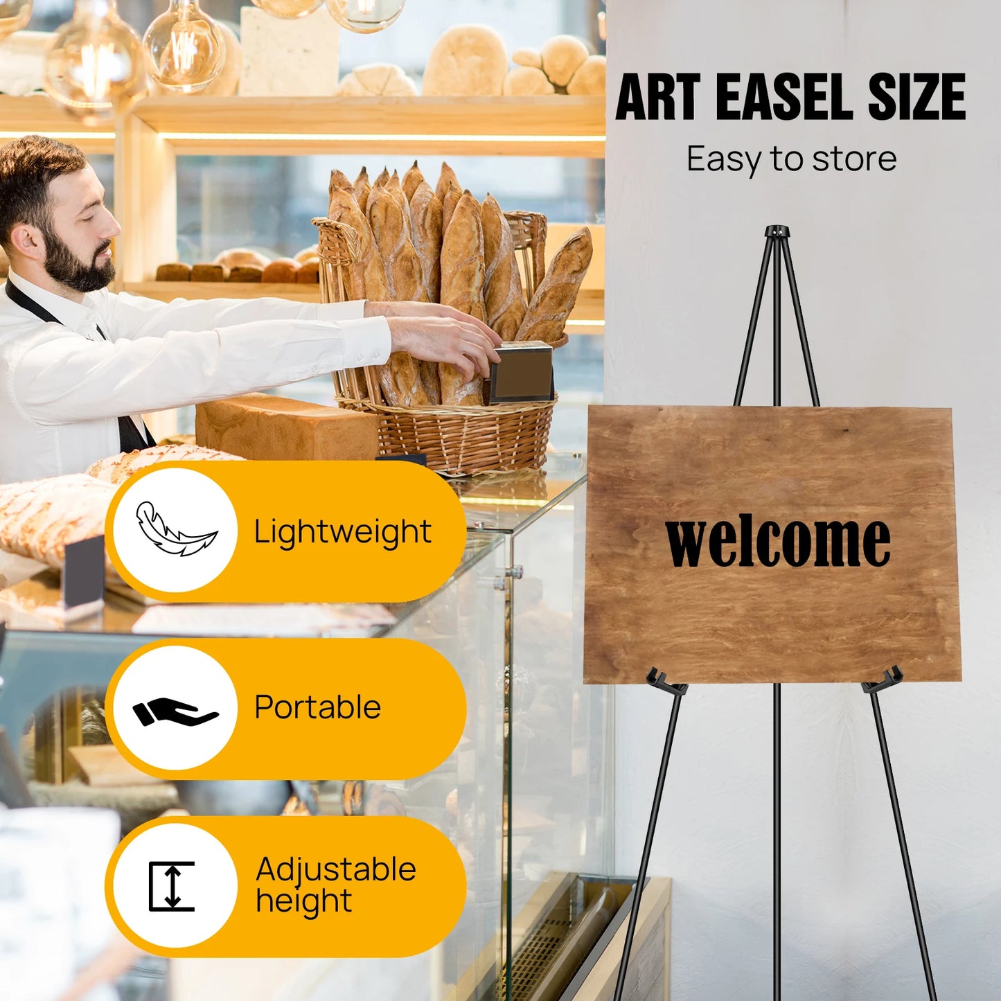 DayPlus Portable Easel Stand for Wedding Painting Display Folding Adjustable Metal Artist Tripod Easel with Bag 160cm/63inch