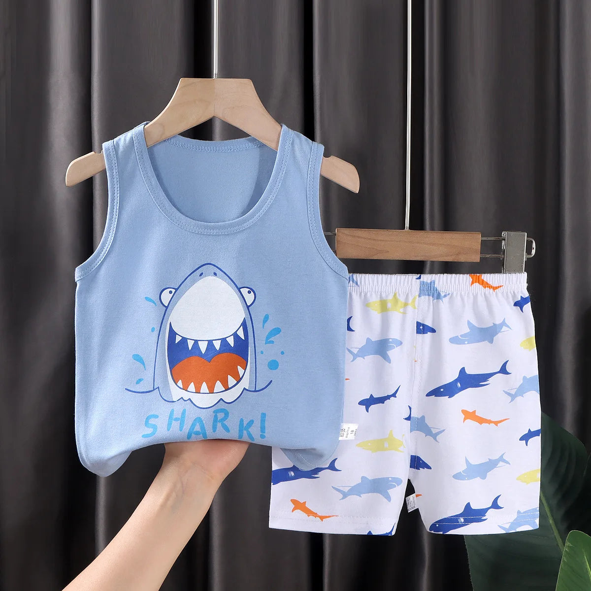 2PCS Children Sets Kids Clothes Vest Suit  Summer Children Clothing baby Cotton T-Shirts Shorts Tank Top  Boys Girls Sleeveless