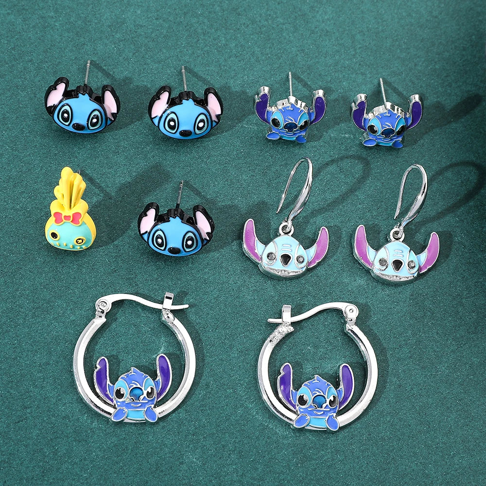 Silver Plating Stitch Earrings Lilo & Stitch Ear Pendant for Girl Party Gifts Accessories