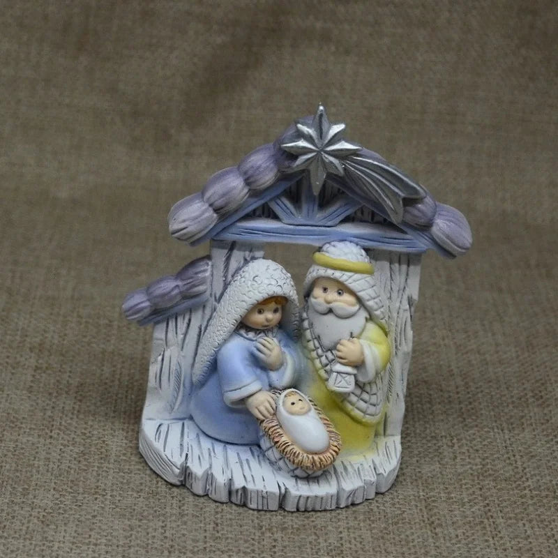 Religious Ornaments Holy Family Christmas Tree Decoration Cute Cartoon Resin Gifts