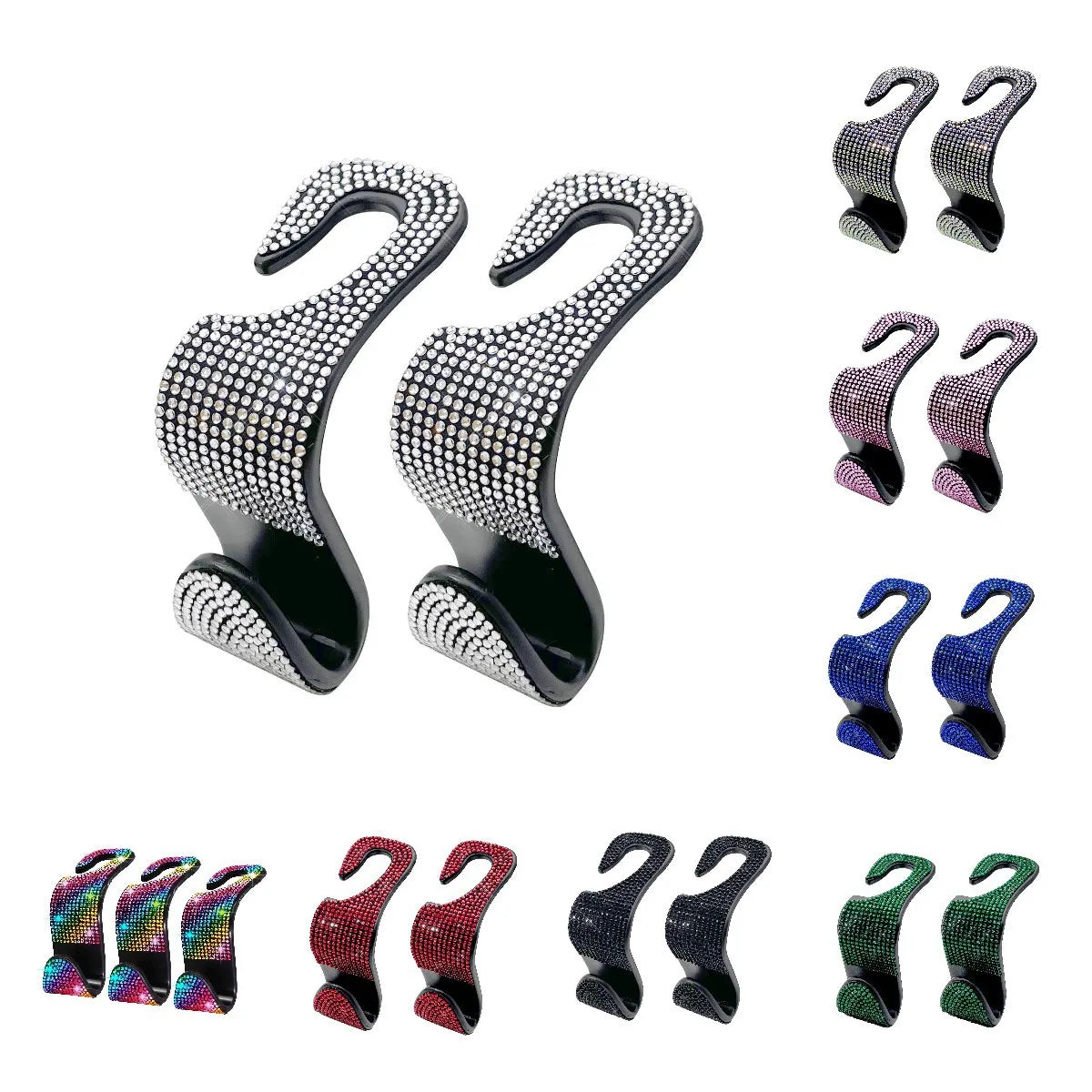 Dazzling Diamond Car Seat Backrest Hook Car Backrest Universal Head Restraint Storage Rack Automotive Interior Accessories