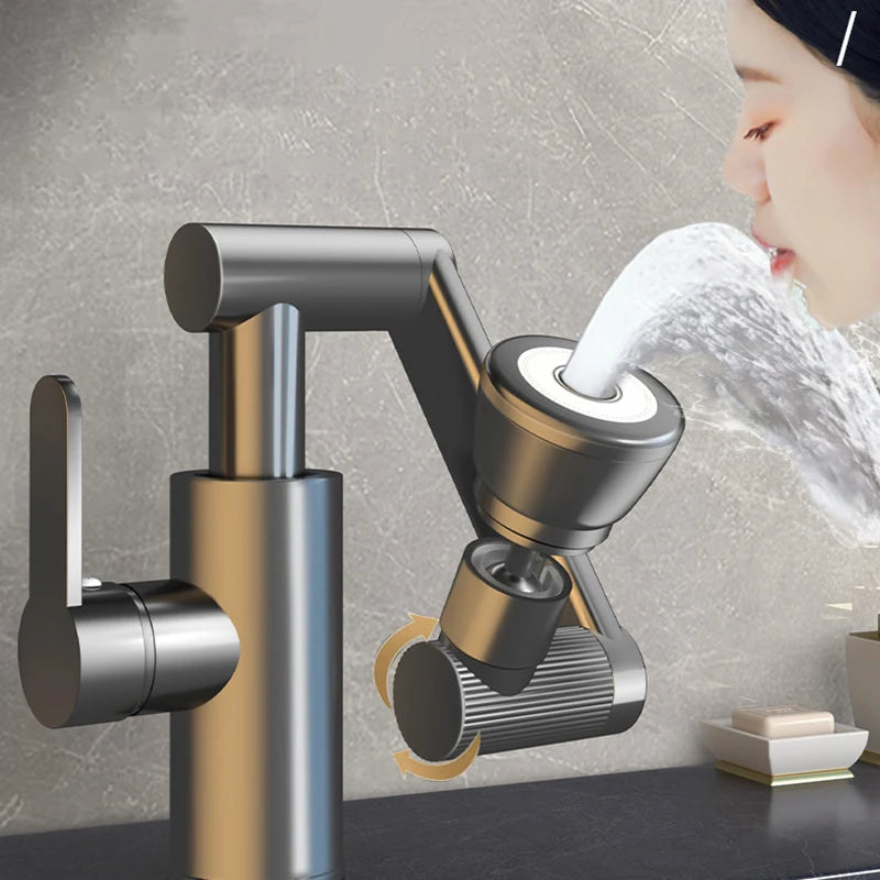 1080° Swivel Kitchen Sink Faucet Bathroom Sink Faucet Basin Faucet Multifunction Cold and Hot Water Tap Brass