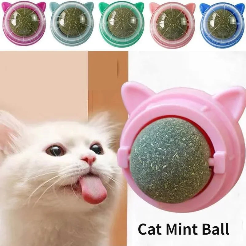 Natural Catnip Cat Wall Stick-on Ball Toys Treats Healthy Natural Removes Hair Balls To Promote Digestion Pet Cat Grass Snacks